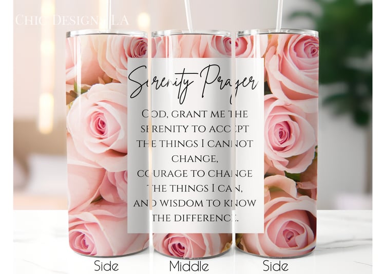 petal pink rose serenity tumbler wrap design
