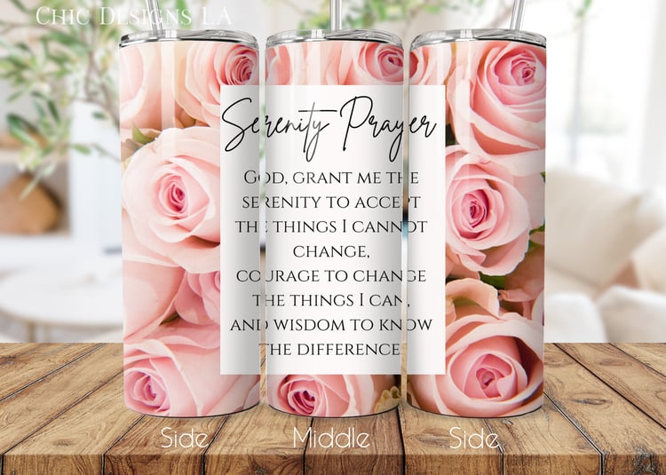 petal pink rose serenity tumbler wrap design