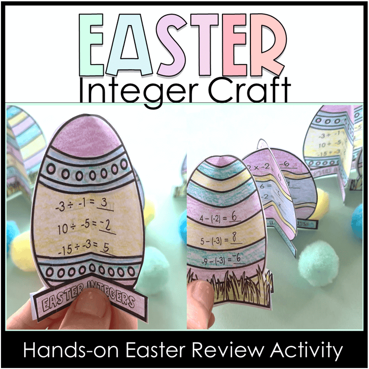 Easter egg crafts with integers on them.
