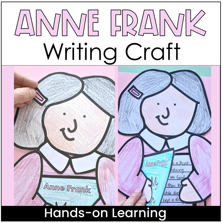 A craft to make Anne Frank holding a diary that children can write inside.