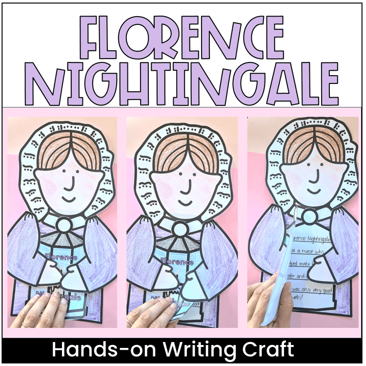 A craft of Florence Nightingale with a lamp that children write on.