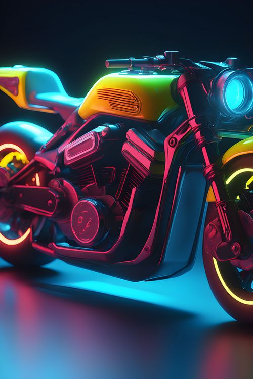 Motorcycle with Neon Effect Free Photo