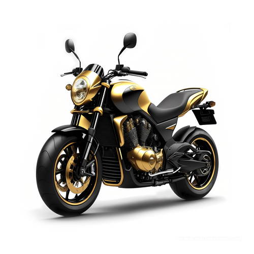 Golden Black Sport Motorcycle Isolated On White Background, Golden Black Motorcycle Wallpaper