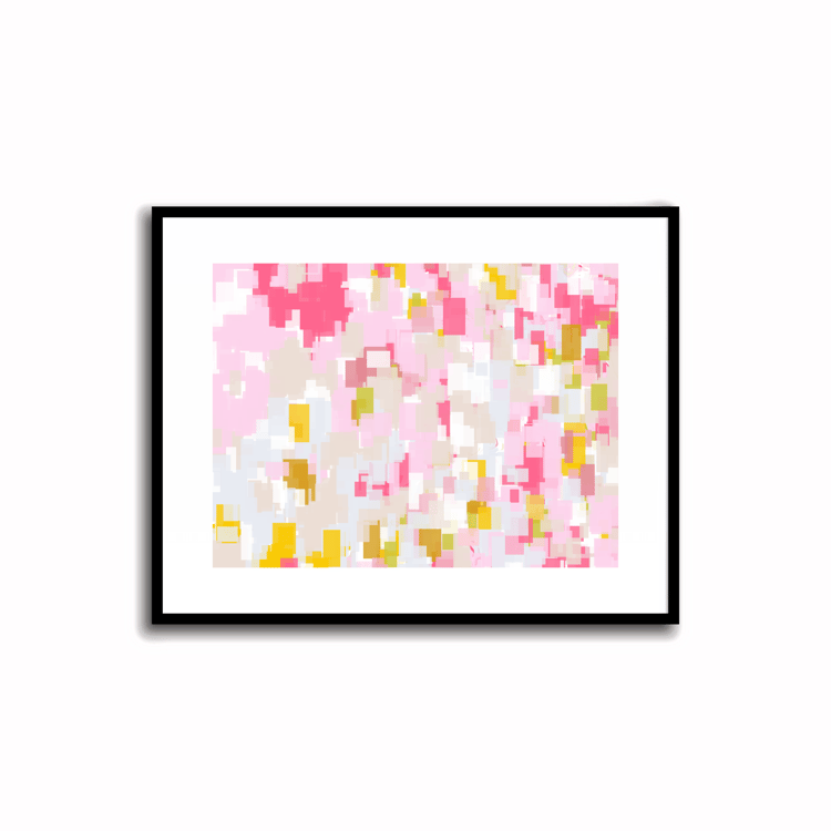 Instant Download Printable - Abstract Line Art in Soft Orchid and Sunflower Yellow