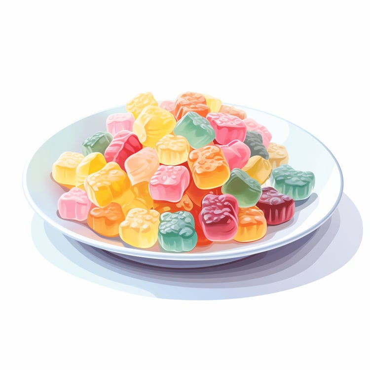candy gummi bears on a plate