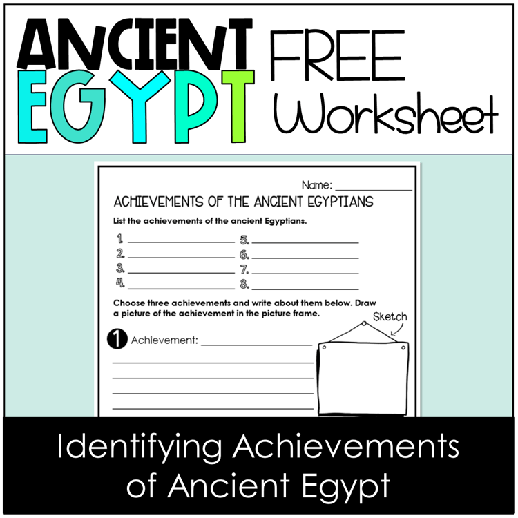 A free worksheet to write about the achievements of ancient Egypt.