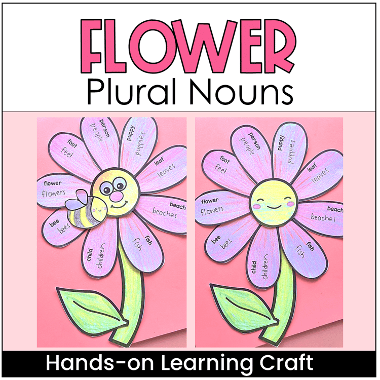 A flower craft with plural nouns on the petals.