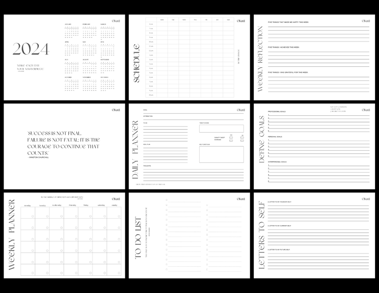 THE Okati MINDFUL PLANNER B&W REFLECTION, VALUES, JOURNALING AND MORE