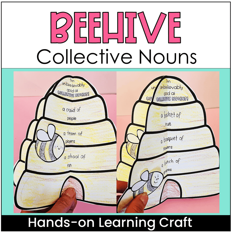 A beehive craft with bees and collective nouns.