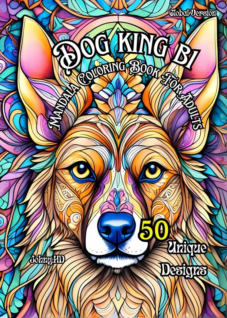 Cover Dog King B1 Mandala Coloring for Adults