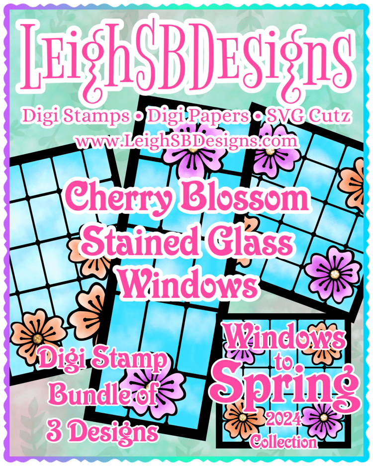 LeighSBDesigns Cherry Blossom Stained Glass Window Bundle