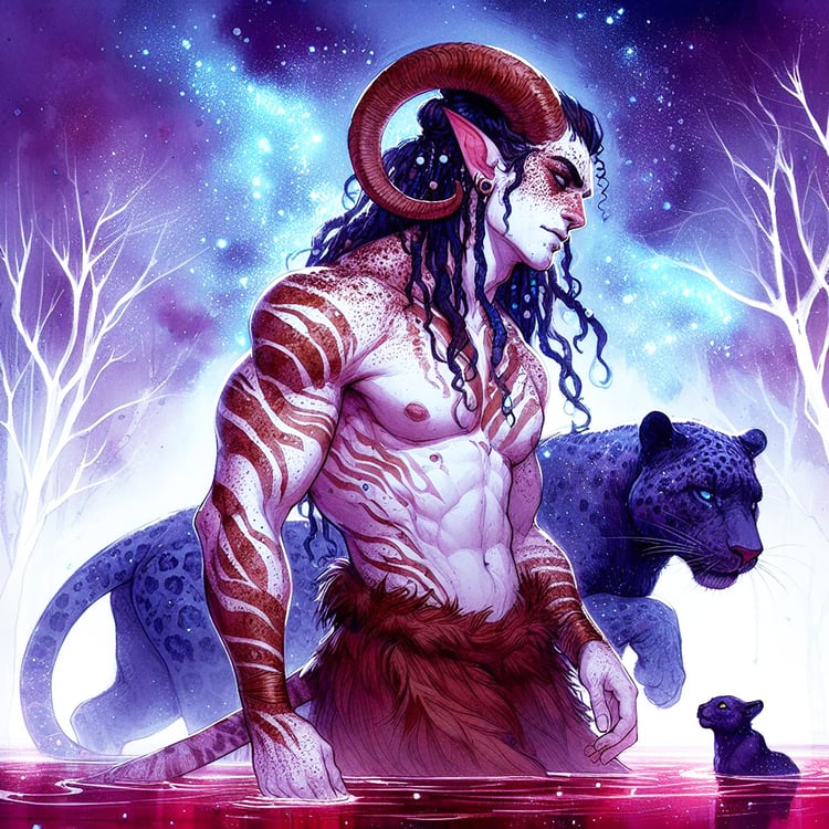 faun, These mythological beings symbolized peace and fertility.