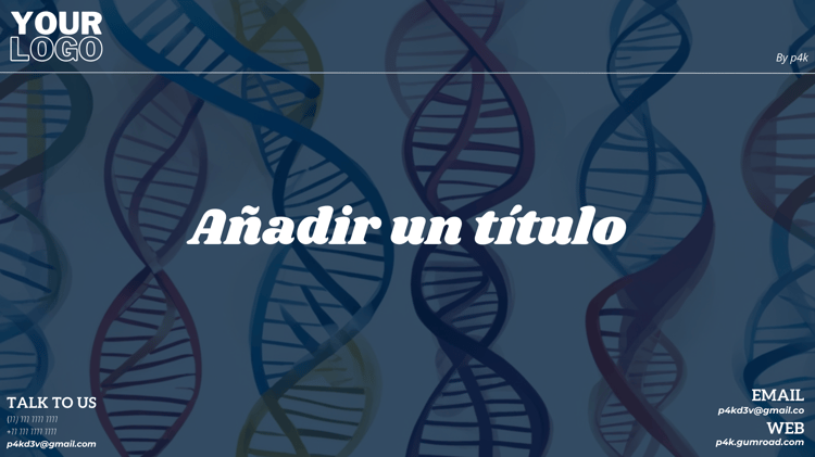 Scientific canva template slides for oral presentations themed with dna sequences