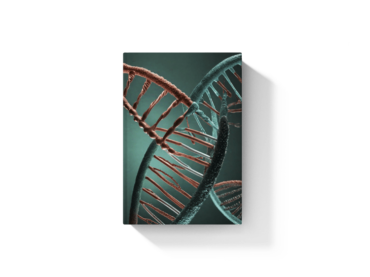 multicolor dna sequence harcover book mockup