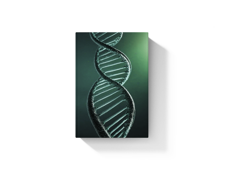 multicolor dna sequence harcover book mockup