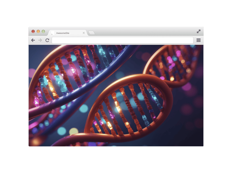 artistic browser mockup themed with dna sequences