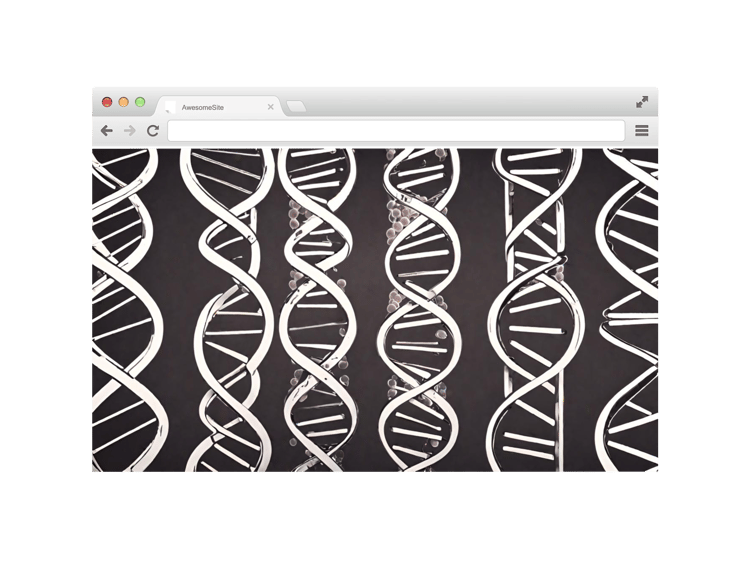 artistic browser mockup themed with dna sequences