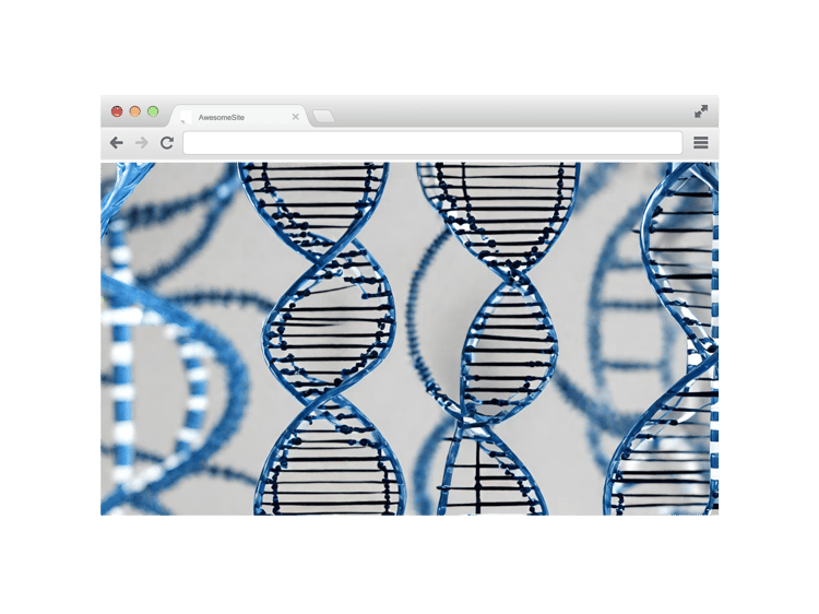 artistic browser mockup themed with dna sequences