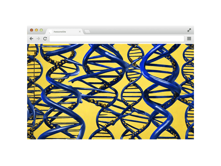 artistic browser mockup themed with dna sequences