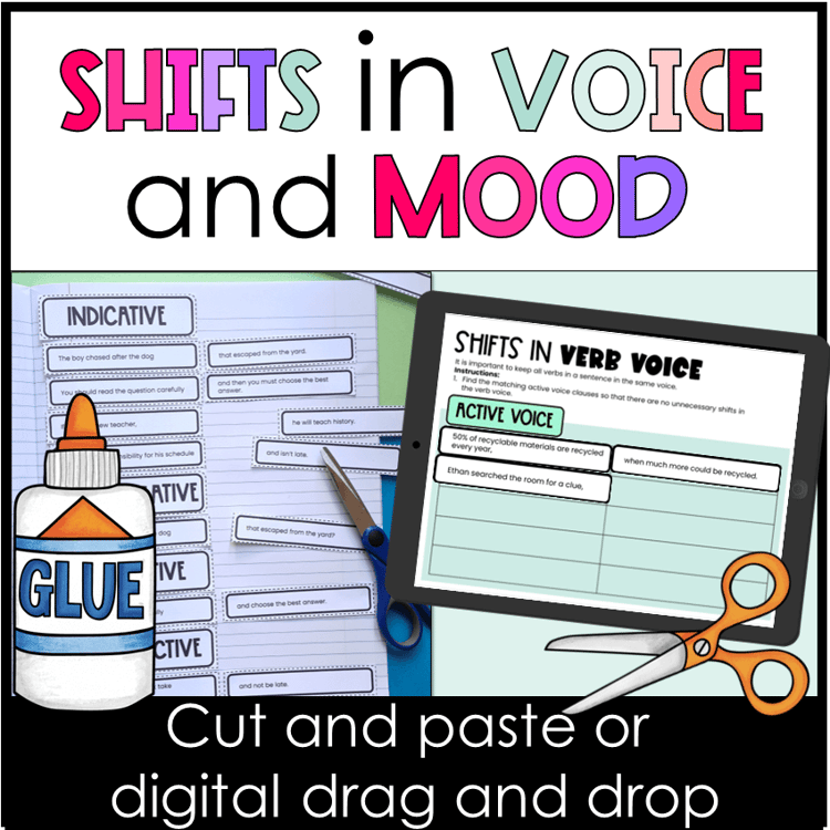 A cut and paste activity for practicing shifts in voice and mood.