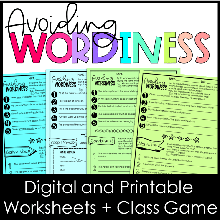 Worksheets for practicing wordiness and redundancy.