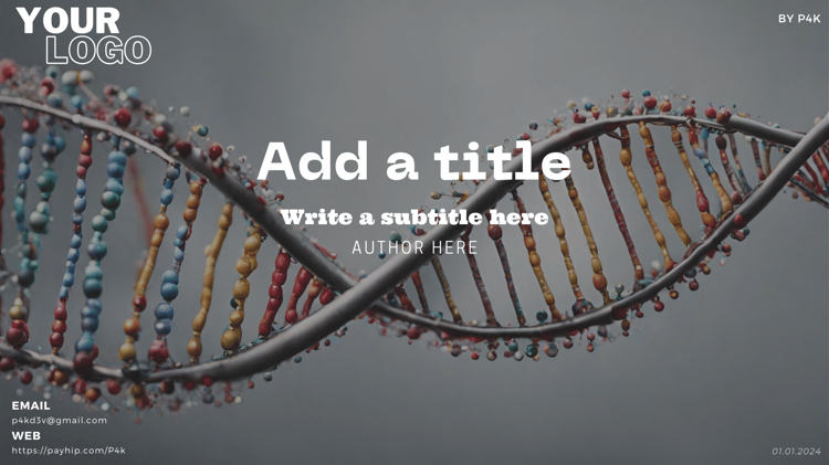 canva templates for scientific presentations themed with a high quality DNA sequence design in the background.