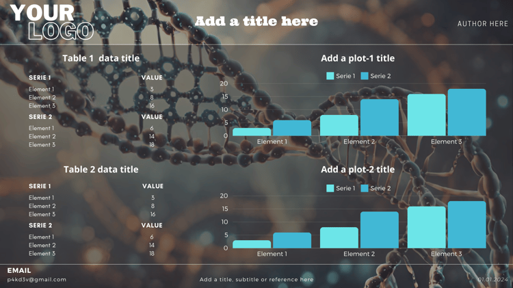 canva templates for scientific presentations themed with a high quality DNA sequence design in the background