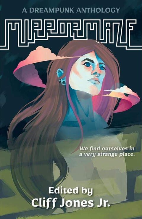 mirrormaze book cover showing a person with clouds around their head
