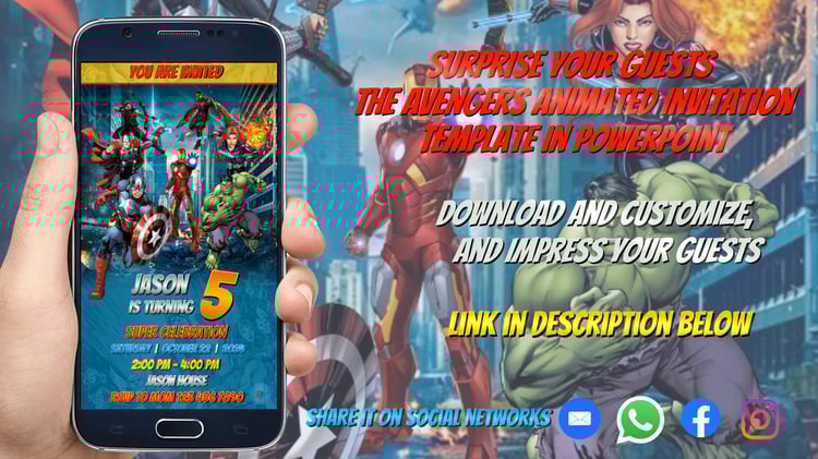 AvengersVideo Invitation, PowerPoint, Superhero Invitation, AvengersBirthday