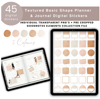 digital stickers planner and journal textured shapes