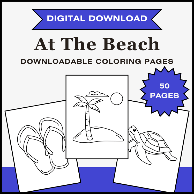 digital download printable coloring pages beach summer