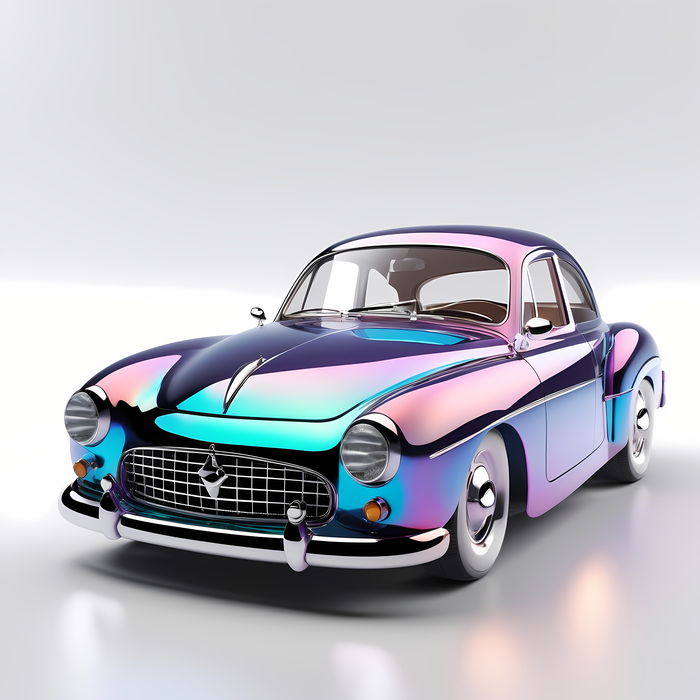 Classic Vintage Car With Holographic Effect