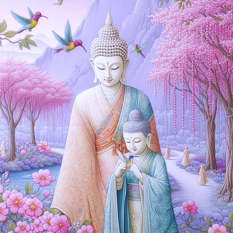 Buddha, buddhism, budhist, Spiritual, Monasteries, Temples, Lotus Flowers, fantasy, wallpapers, prays,meditates, meditation, Buddha children, lakes, forest, mountains, trees