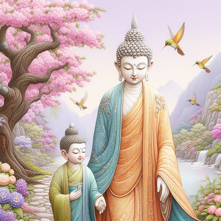 .Buddha, buddhism, budhist, Spiritual, Monasteries, Temples, Lotus Flowers, fantasy, wallpapers, prays,meditates, meditation, Buddha children, lakes, forest, mountains, trees
