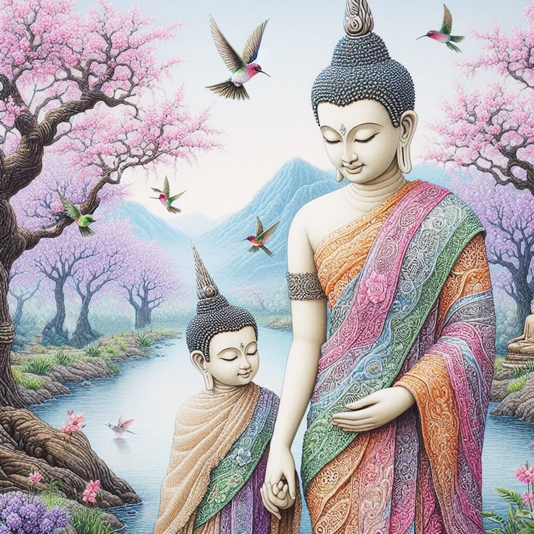 Buddha, buddhism, budhist, Spiritual, Monasteries, Temples, Lotus Flowers, fantasy, wallpapers, prays,meditates, meditation, Buddha children, lakes, forest, mountains, trees