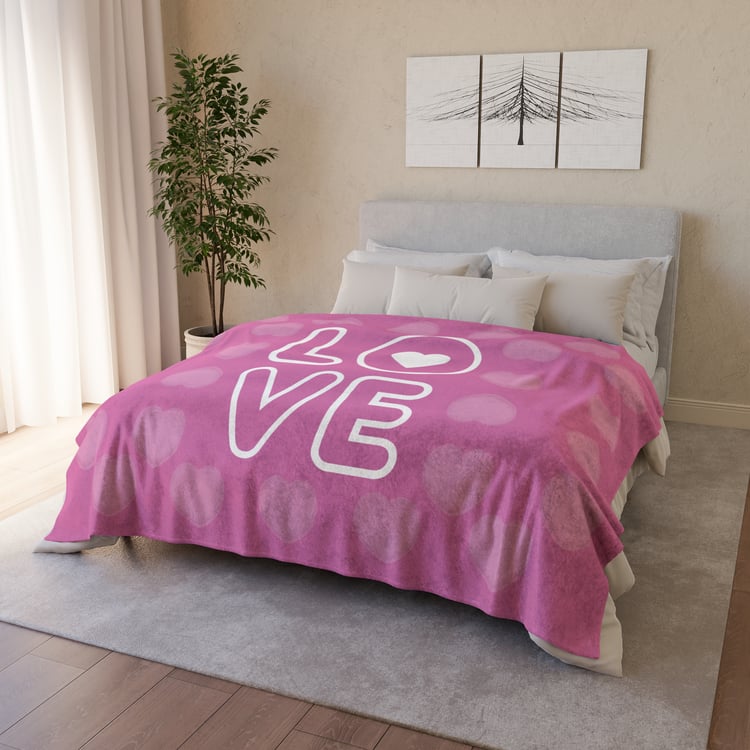 Soft Polyester Blanket Love Pink