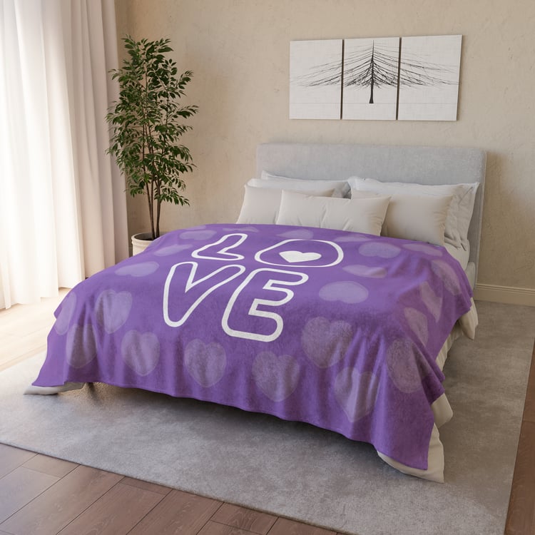 Soft Polyester Blanket Love Purple