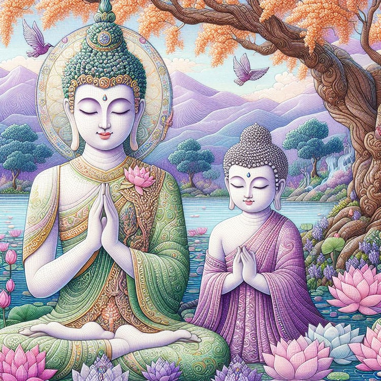 Buddha, buddhism, budhist, Spiritual, Monasteries, Temples, Lotus Flowers, fantasy, wallpapers, prays,meditates, meditation, Buddha children, lakes, forest, mountains, trees