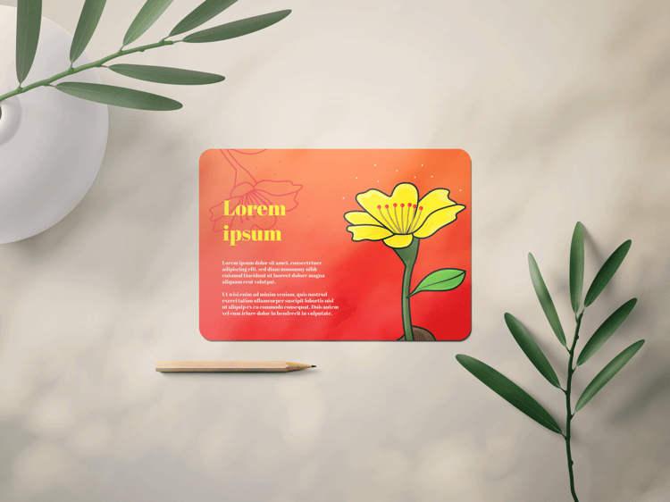 Yellow Flower Plant Illustration Floral Greeting Card, Invitation Template