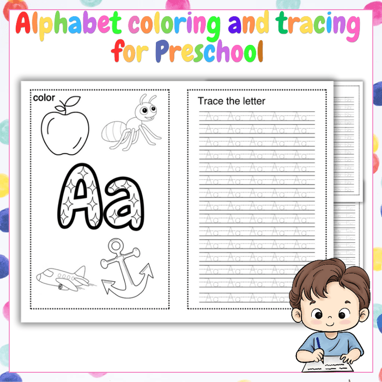 Alphabet coloring and tracing for Preschool, Pre-K, and Kindergarten
