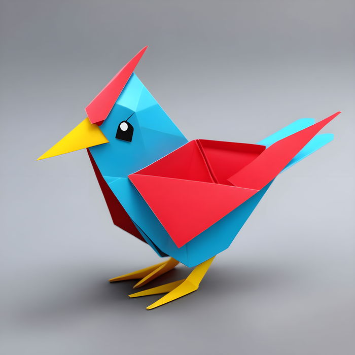 3d Paper Origami Colourful Bird On Grey Solid Background Free Photo