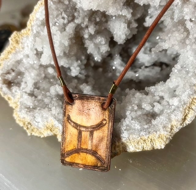 copper horoscope pendant