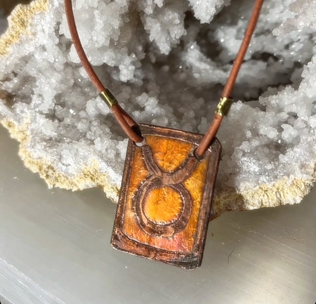 copper horoscope pendant