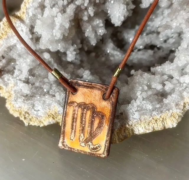 copper horoscope pendant