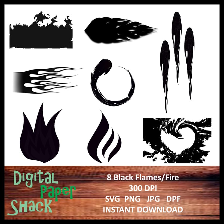 Black fire flames stickers/decals