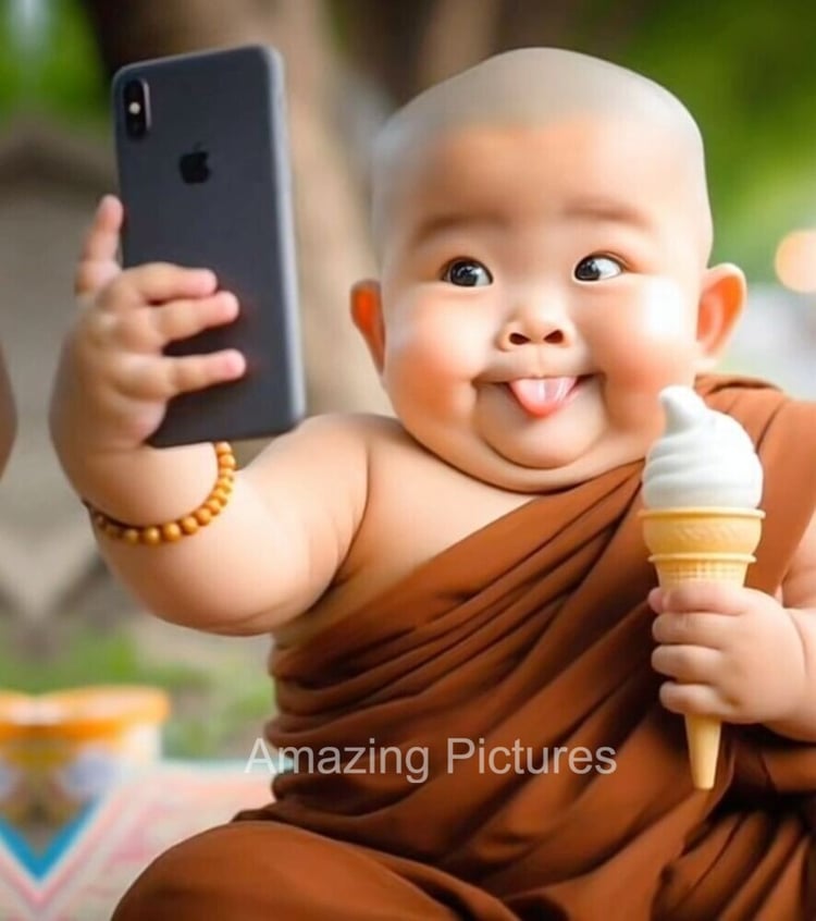 Bébé Shaolin prenant un selfie