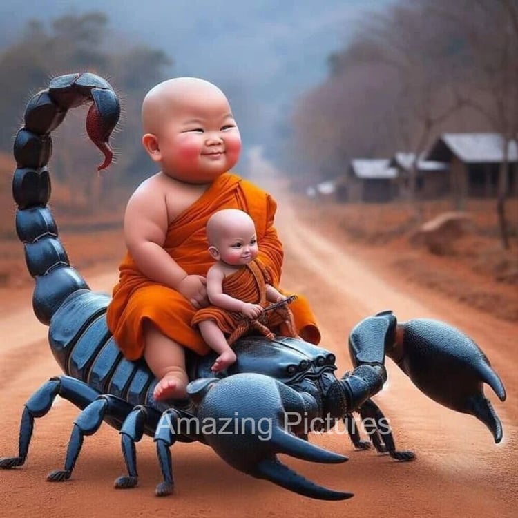 bébé et un scorpion