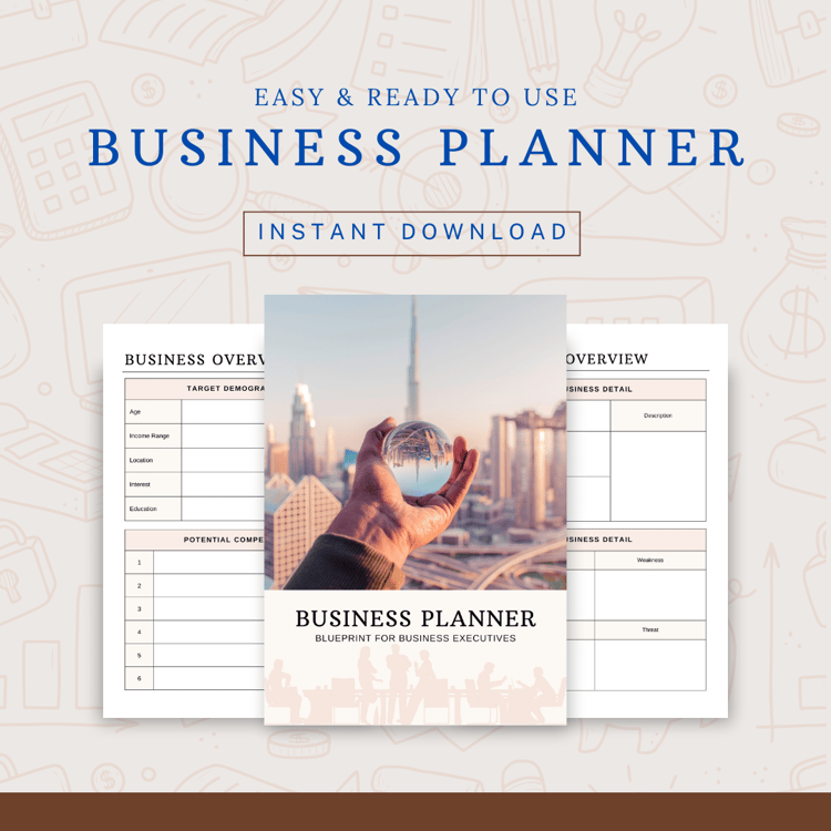 BUSINESS PLANNER A4 SIZE, PDF AND PNG FORMAT