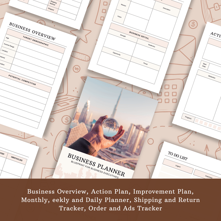 BUSINESS PLANNER A4 SIZE, PDF AND PNG FORMAT