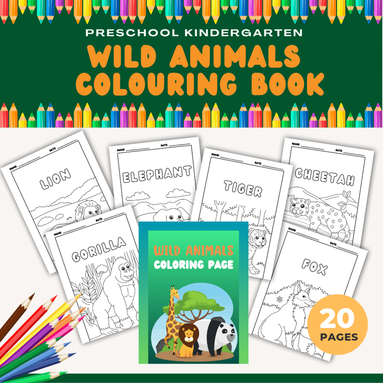 Wild Animals Coloring Book - Warong Buku